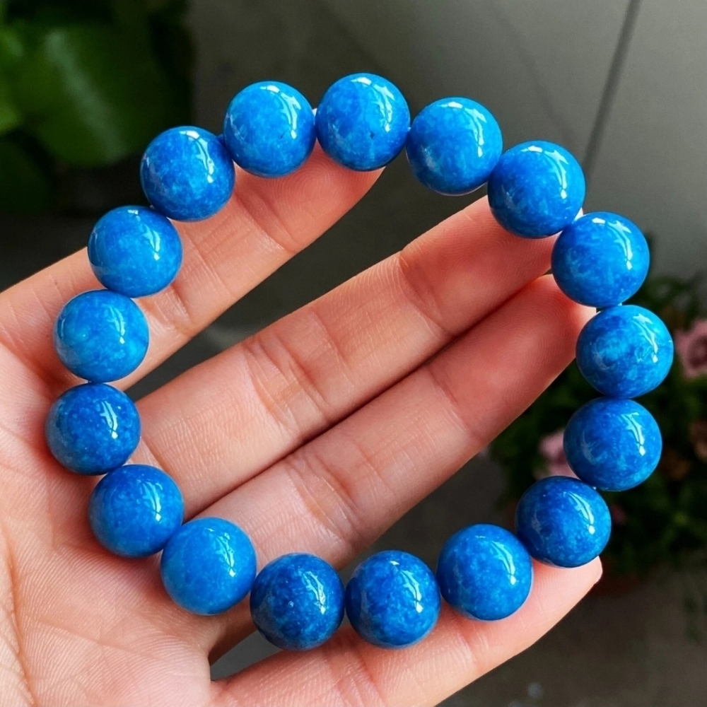 11.5mm Natural Light Blue Apatite Crystal Gemstone Beaded Stretch Bracelet NEW - Picture 1 of 5